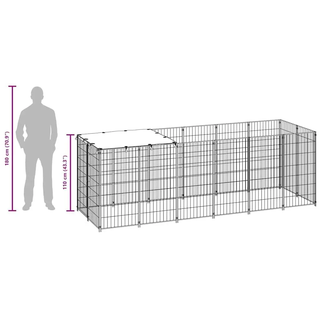 Dog Kennel Outdoor Enclosure Steel Wire Mesh 330x110x110cm Black