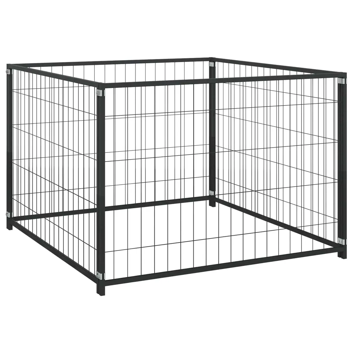 Dog Kennel Outdoor Enclosure Black Steel Wire Mesh Pet Run Exercise Play Pen