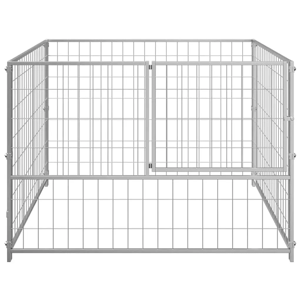 Dog Kennel Outdoor Exercise Pen Steel Wire Mesh Silver 100 x 100 x 70 cm