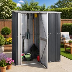 Garden Shed Anthracite Outdoor Storage with Galvanised Steel Lockable Door