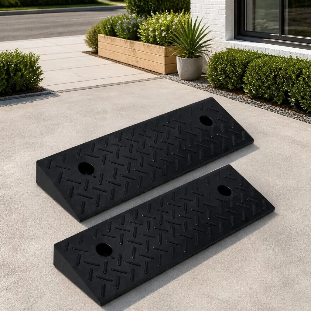 Rubber Kerb Ramps 2 Pieces Non-Slip Heavy Duty Vehicle Access Wheelchair