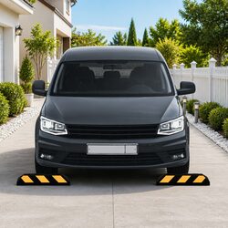 Reflective Rubber Parking Blocks 2pcs Vehicle Wheel Stoppers Garage Lot Safety