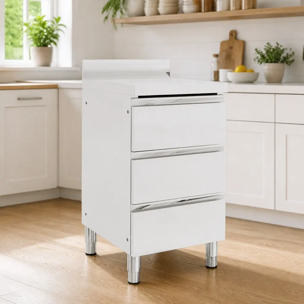 Commercial Kitchen Cabinet Stainless Steel 50x60x96cm with 3 Drawers