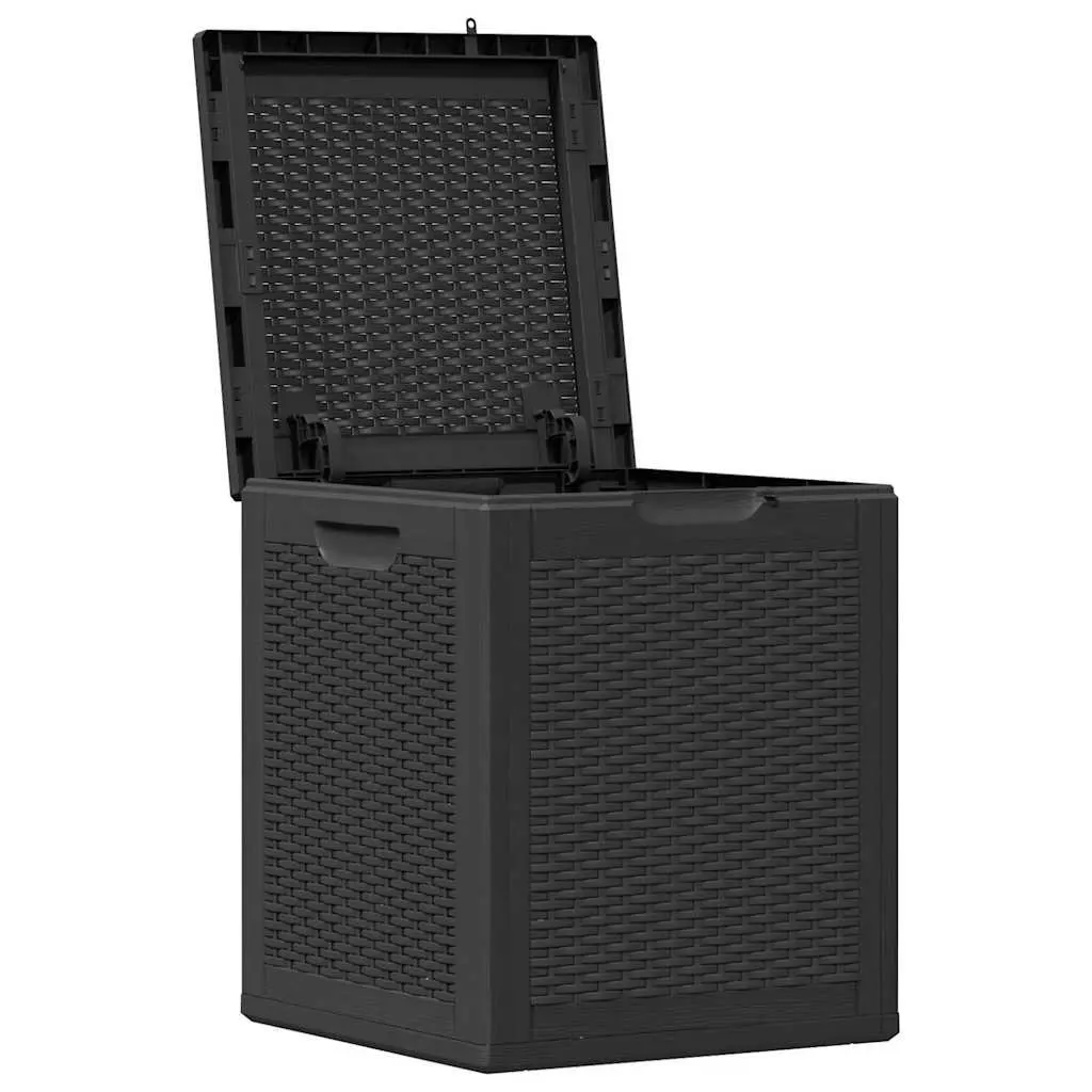 Garden Storage Box Weather-Resistant 90L Black Rattan Container