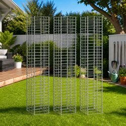 Gabion Raised Beds 3 pcs 30x30x150 cm Iron Garden Planter Retaining Wall Basket