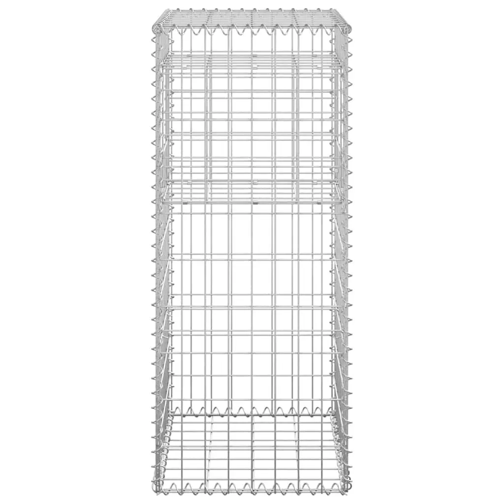Gabion Basket Posts Iron Garden Fence Barrier 40x40x100 cm Silver 2 Piece