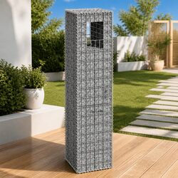 Gabion Basket Post 40x40x180 cm Iron Garden Fence Barrier Decorative Patio