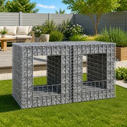 Gabion Basket Posts 2 pcs 50x50x60 cm Iron Wire Mesh Garden Fencing Barrier