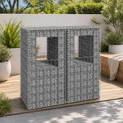 Gabion Basket Posts 2 pcs 50x50x100 cm Iron Garden Fence Barrier Patio