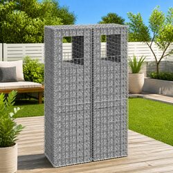Gabion Basket Posts 2 pcs 50x50x180 cm Iron Garden Fencing Barrier Decor