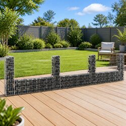 U-Shape Gabion Basket Fence Panel with 4 Posts Garden Retaining Wall