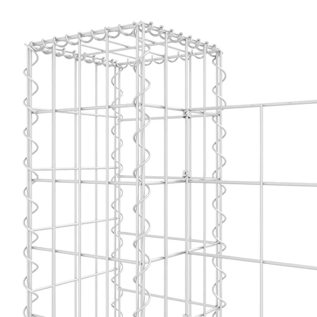 U-Shape Gabion Basket Weather-Resistant Iron Retaining Wall 620 x 20 x 100 cm Silver