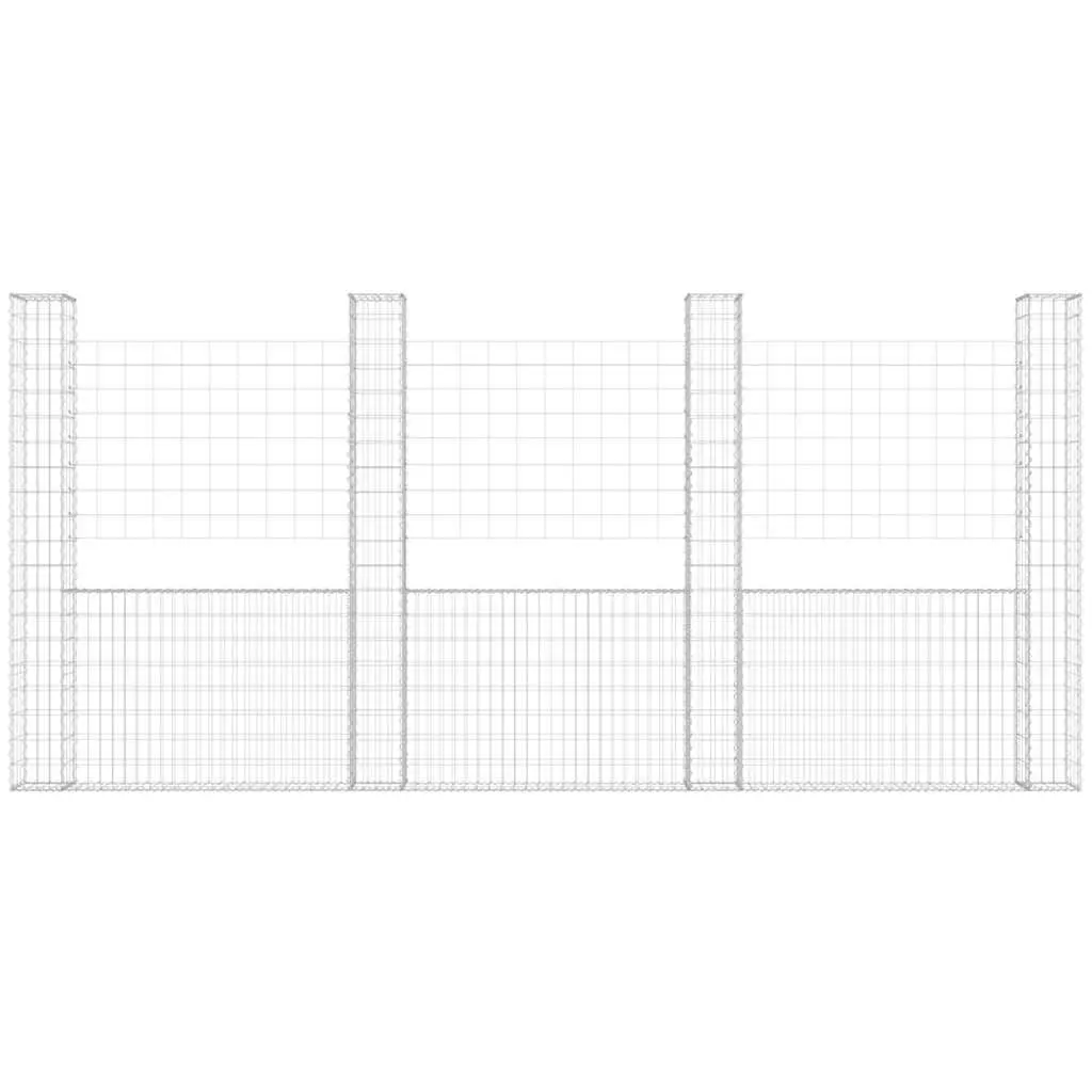 U-Shape Gabion Basket Iron Fence Panel Retaining Wall 500x20x200cm Silver