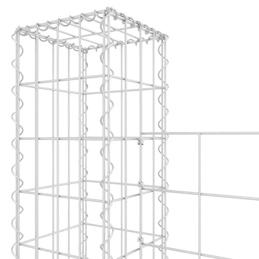 U-Shape Gabion Basket Fence Panel Iron Garden Retaining Wall Barrier Silver 620 x 20 x 200 cm