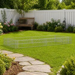 Gabion Raised Bed Galvanised Steel Garden Planter Flower Border Box 200x100x20cm