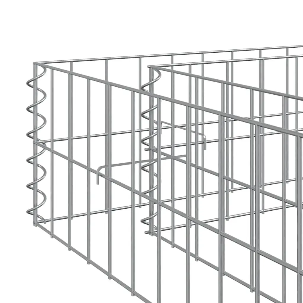 Gabion Raised Bed Galvanised Steel Garden Planter 400x100x20cm Silver