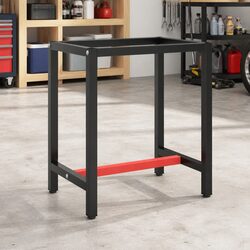 Work Bench Frame Heavy Duty Metal Table Legs Matte Black Red 70x50x79cm