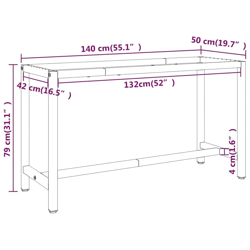 Work Bench Frame Heavy Duty Metal Table Legs Base Support Structure Matte Black