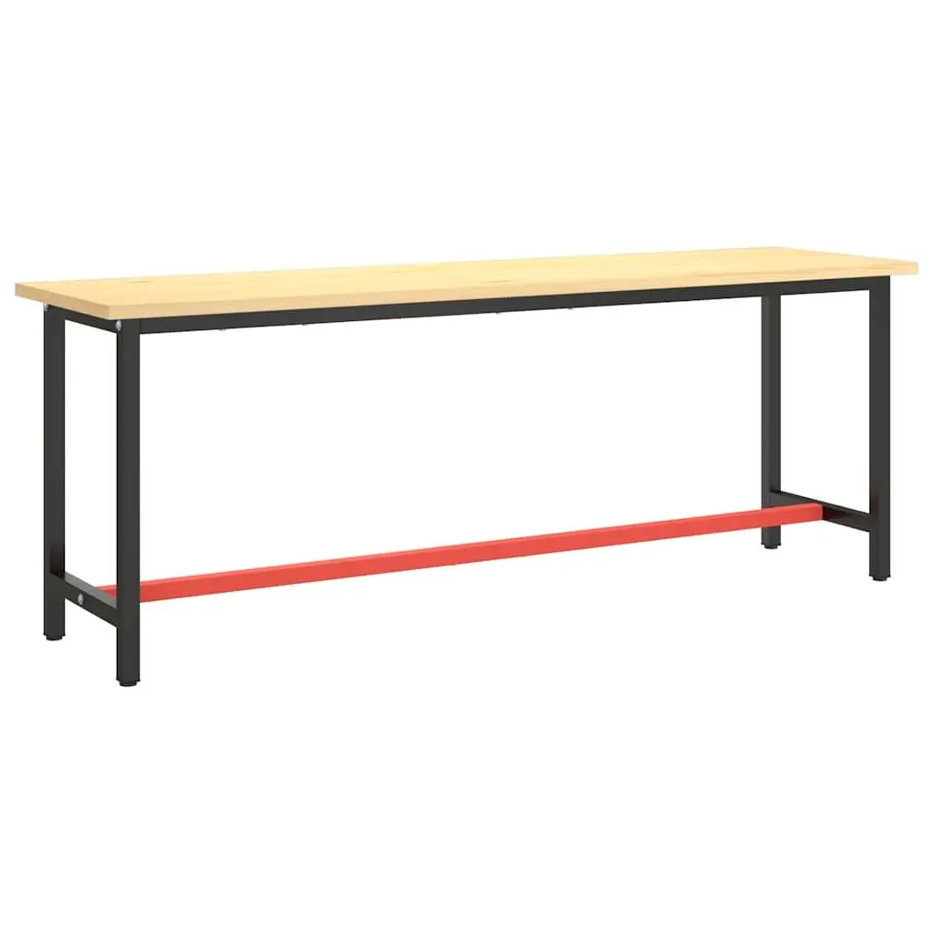 Metal Work Bench Frame Heavy Duty Support Structure Matte Black and Matte Red 210 x 50 x 79 cm