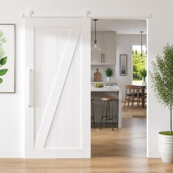 Sliding Door Hardware Kit 183cm Steel Track Rail System White