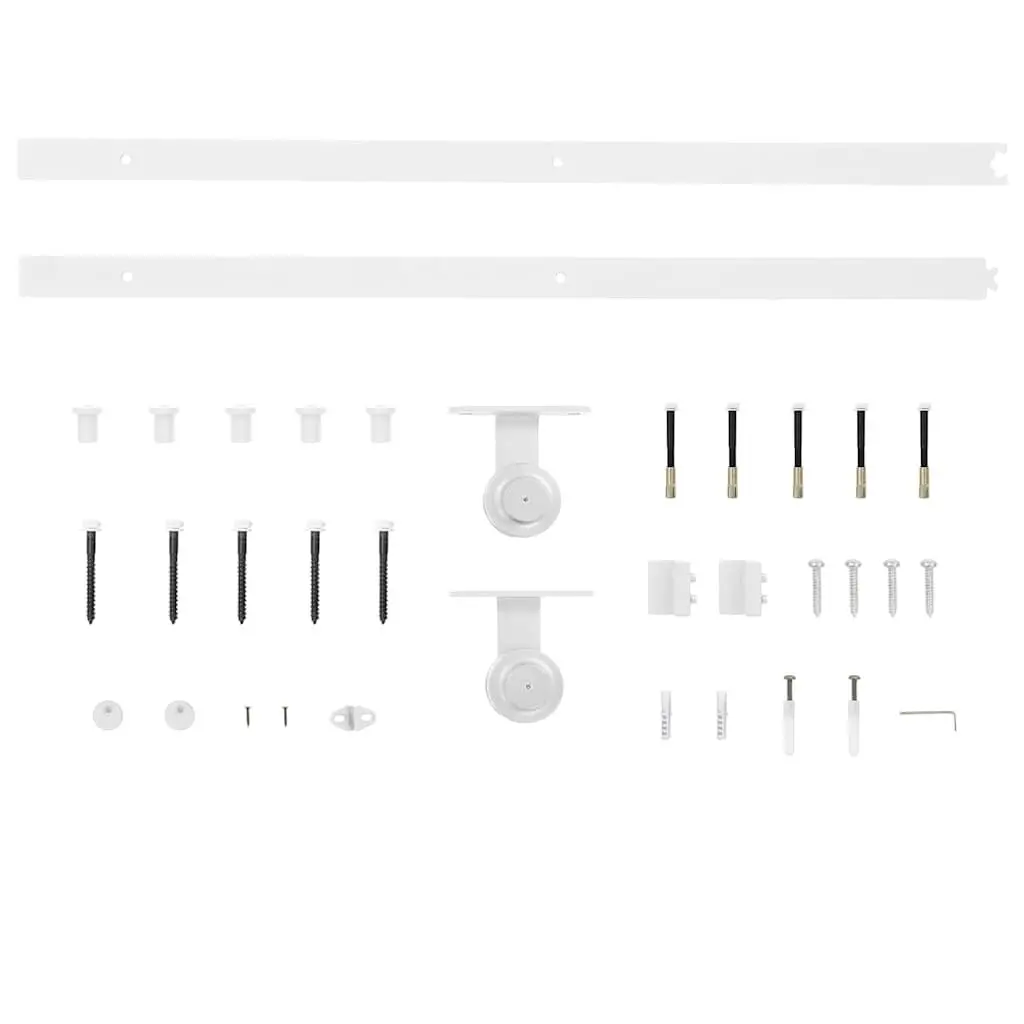 Sliding Door Hardware Kit Powder-coated Steel Track Rail System 183cm White