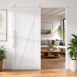 Sliding Door Hardware Kit 200cm Steel Track Rail Barn Kitchen Study White