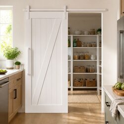 Sliding Door Hardware Kit 183cm Steel Track Rail Barn Door Roller Guide White