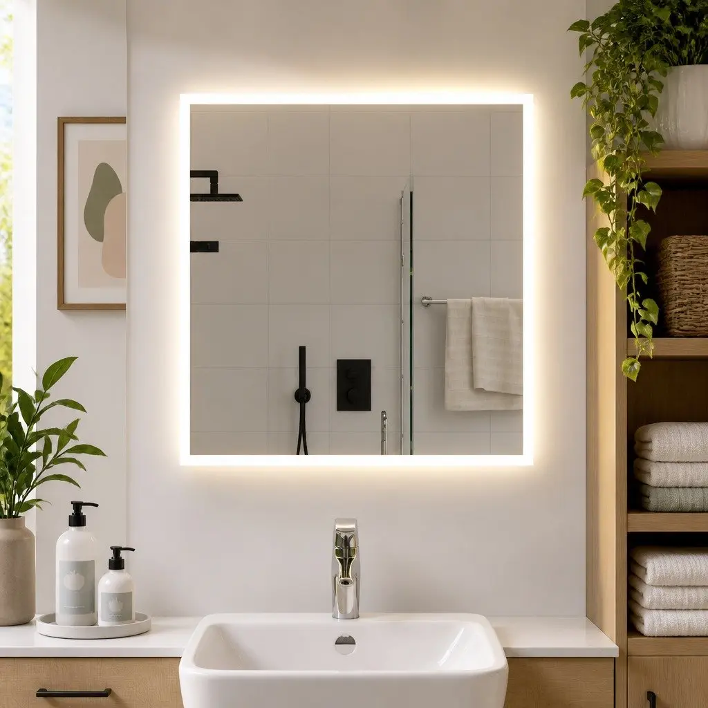 LED Bathroom Mirror 60x60 cm Vanity Wall Mount Waterproof USB Interface