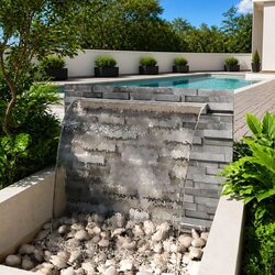 Rectangular Pool Waterfall Fountain 110cm Garden Pond Decoration Silver Water
