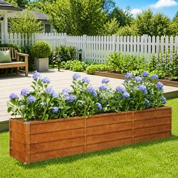 Corten Steel Garden Raised Bed Planter 240x40x45 cm Weathering Steel Outdoor