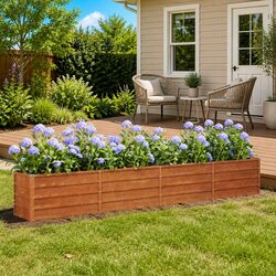 Garden Raised Bed Planter Corten Steel Open Bottom Outdoor Flower Vegetable Herb
