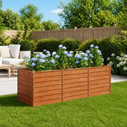 Garden Raised Bed Planter Corten Steel Brown 240x80x77cm Weathering Frame