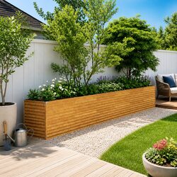 Garden Raised Bed Planter 578x50x69cm Corten Steel Brown Outdoor Flower Box