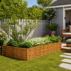 Garden Raised Bed 291x100x36 cm Corten Steel Planter Box Outdoor Patio Flower
