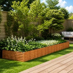 Garden Raised Bed 482x100x36 cm Corten Steel Planter Box Outdoor Vegetable