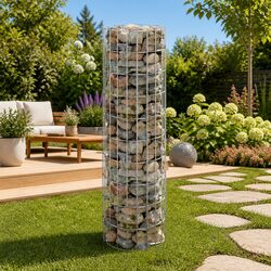 Circular Gabion Pole Galvanised Steel Garden Fence Barrier Border Patio Planter