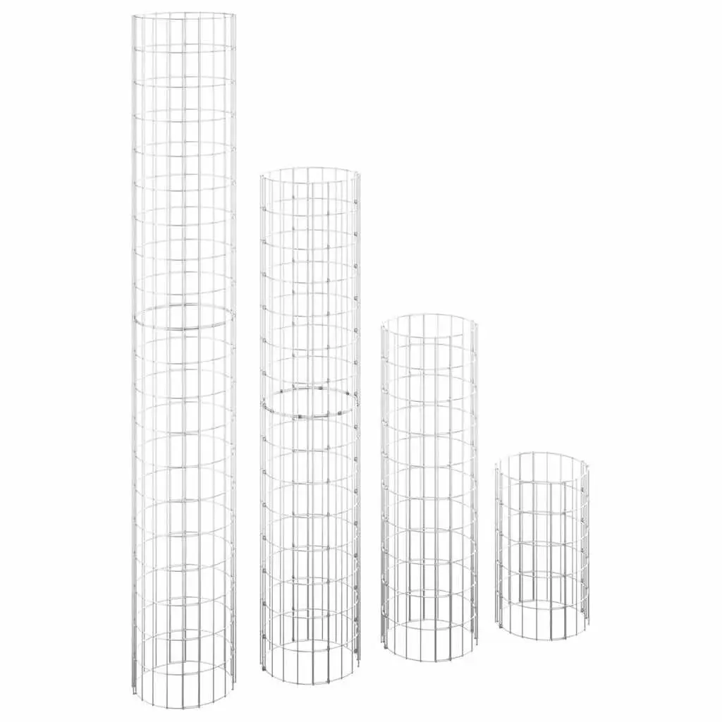 Circular Gabion Raised Garden Beds Silver Ø30cm 4 Pieces