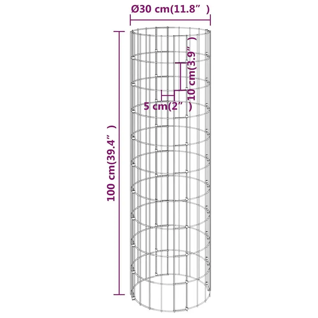 Circular Gabion Raised Garden Beds Silver Ø30cm 4 Pieces