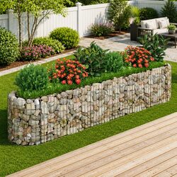 Galvanised Iron Raised Bed Planter Gabion Garden Border Outdoor Patio