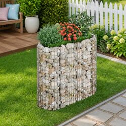Gabion Raised Bed Planter Silver Galvanised Iron Garden Border Flower Box