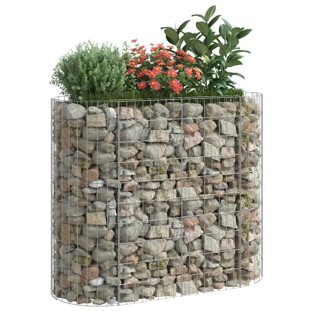 Gabion Raised Bed Planter Sturdy Galvanised Iron Silver 120x50x100cm