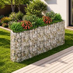 Gabion Raised Bed Silver Galvanised Iron Garden Planter Flower Border