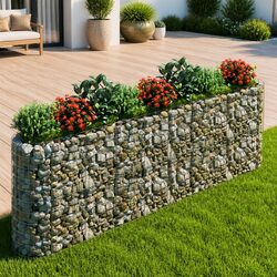 Galvanised Iron Gabion Raised Bed Garden Planter Border Flower Box 330x50x100cm