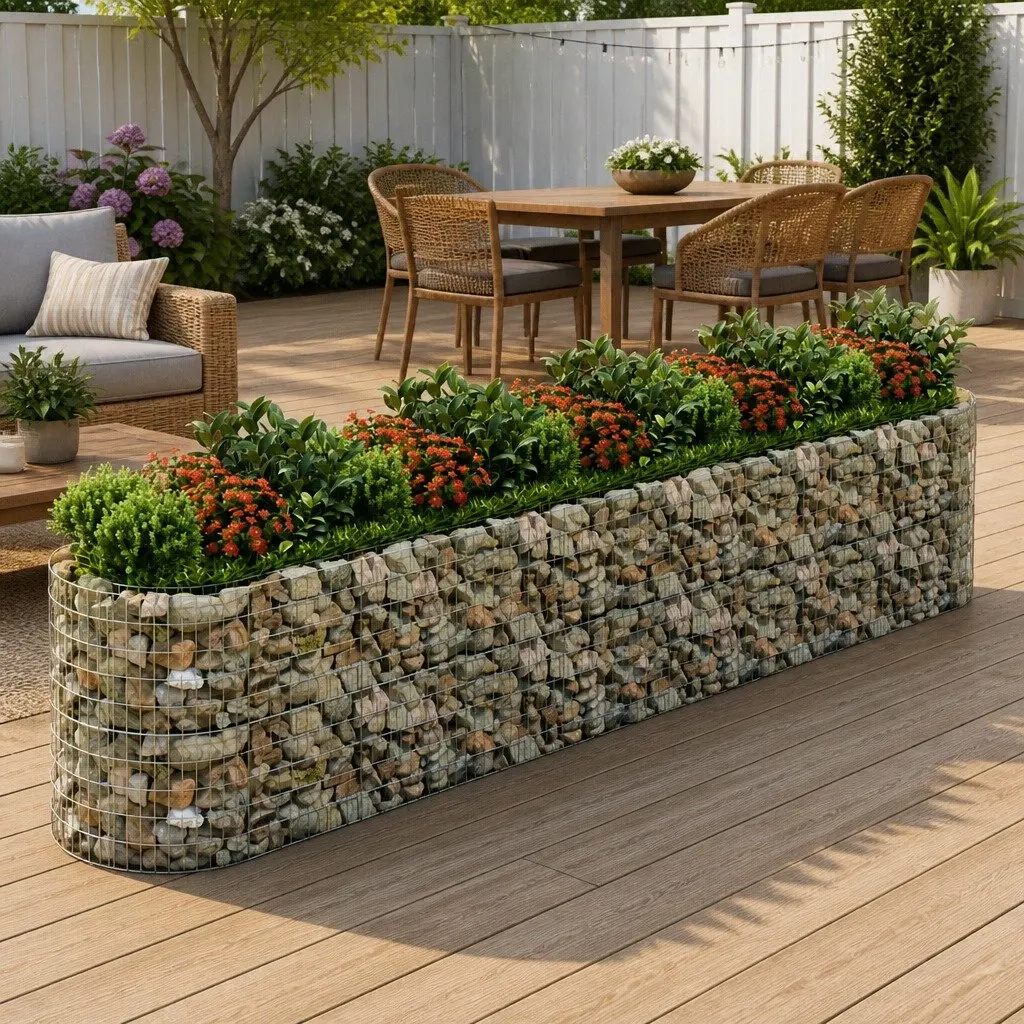 Gabion Raised Bed Planter Box Galvanised Iron Silver 500 x 100 x 100 cm Garden Border Flower Bed