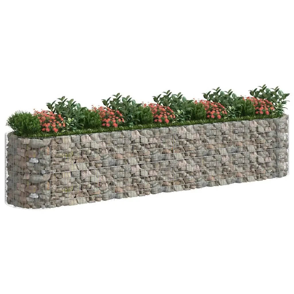 Gabion Raised Bed Planter Box Galvanised Iron Silver 500 x 100 x 100 cm Garden Border Flower Bed