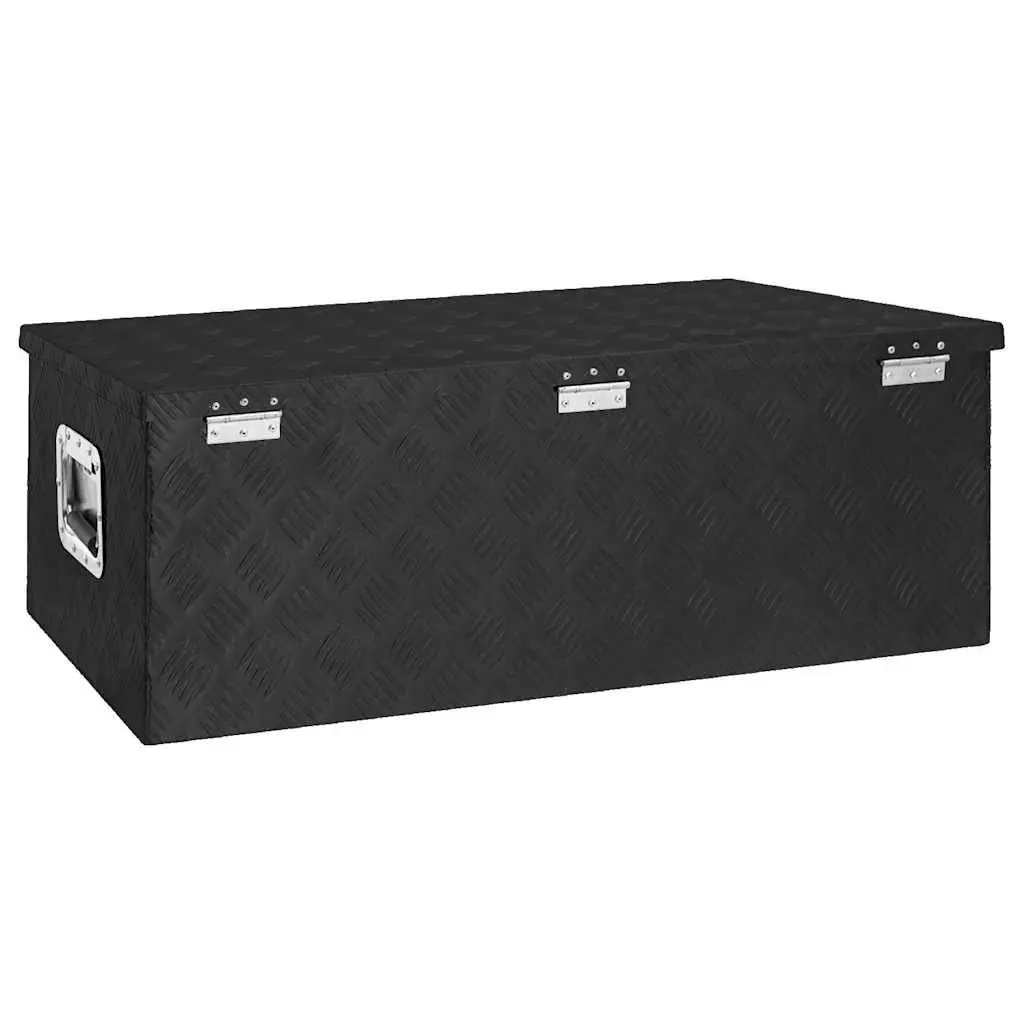 Storage Box Aluminium Tool Box Organiser Portable Locking System 90 x 47 x 33.5 cm Black