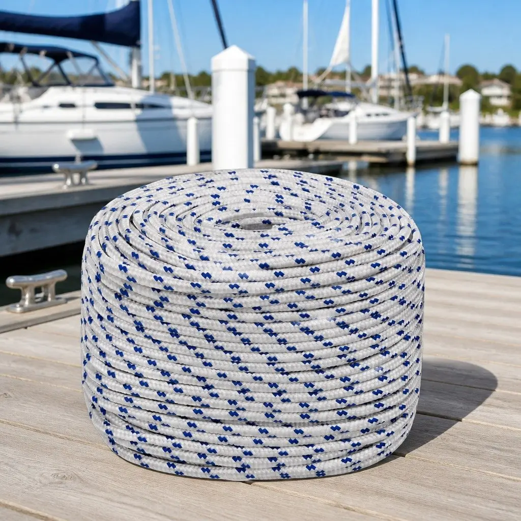 Boat Rope White 8mm 25m Polypropylene Marine Sailing Dock Line Braided