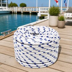 Boat Rope White 12mm 25m Polypropylene Marine Braided Sailing Rigging Dock Line
