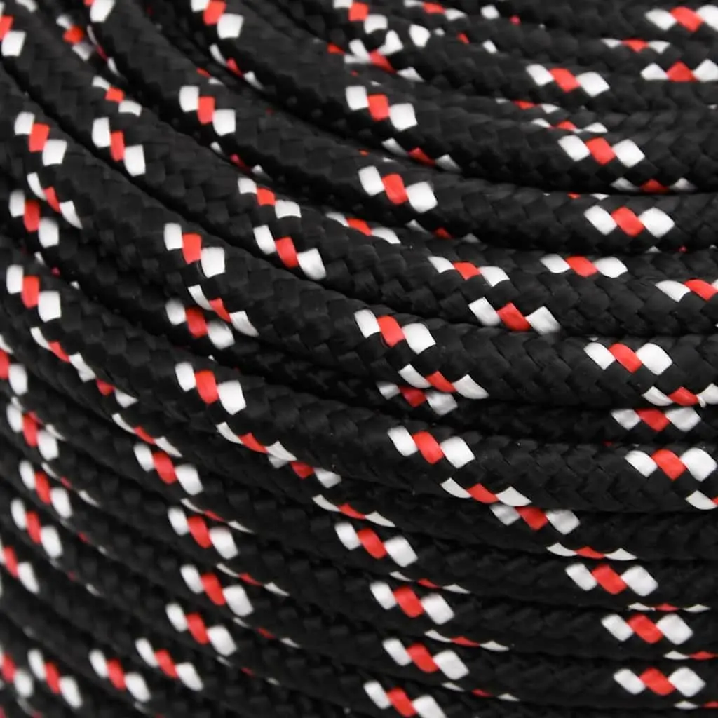 Marine Rope Braided Polypropylene 6mm Black 25m Durable Weather Resistant