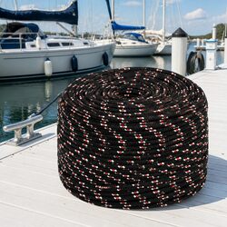 Boat Rope 6mm 50m Black Polypropylene Marine Braided Dock Line Sailing Rigging